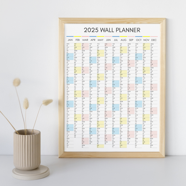 2025 Wall Calendar Multicoloured Portrait layout Regent Print