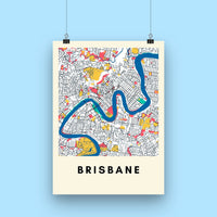 Brisbane city map print