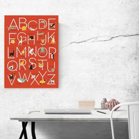 Alphabet Animal Wall Poster in Red